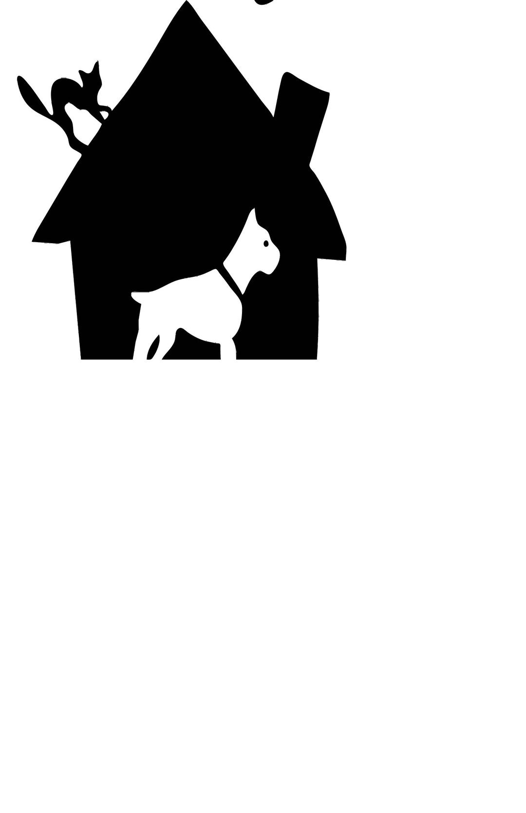 Black House with Dog and Cat png transparent