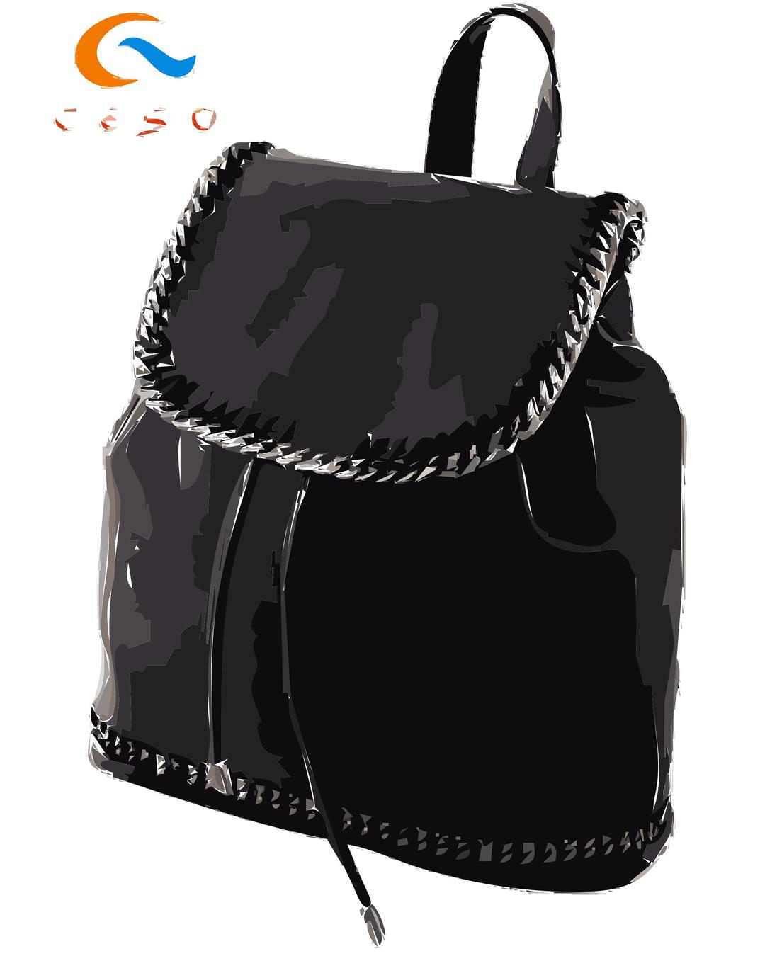 Black Leather Backpack with Logo png transparent