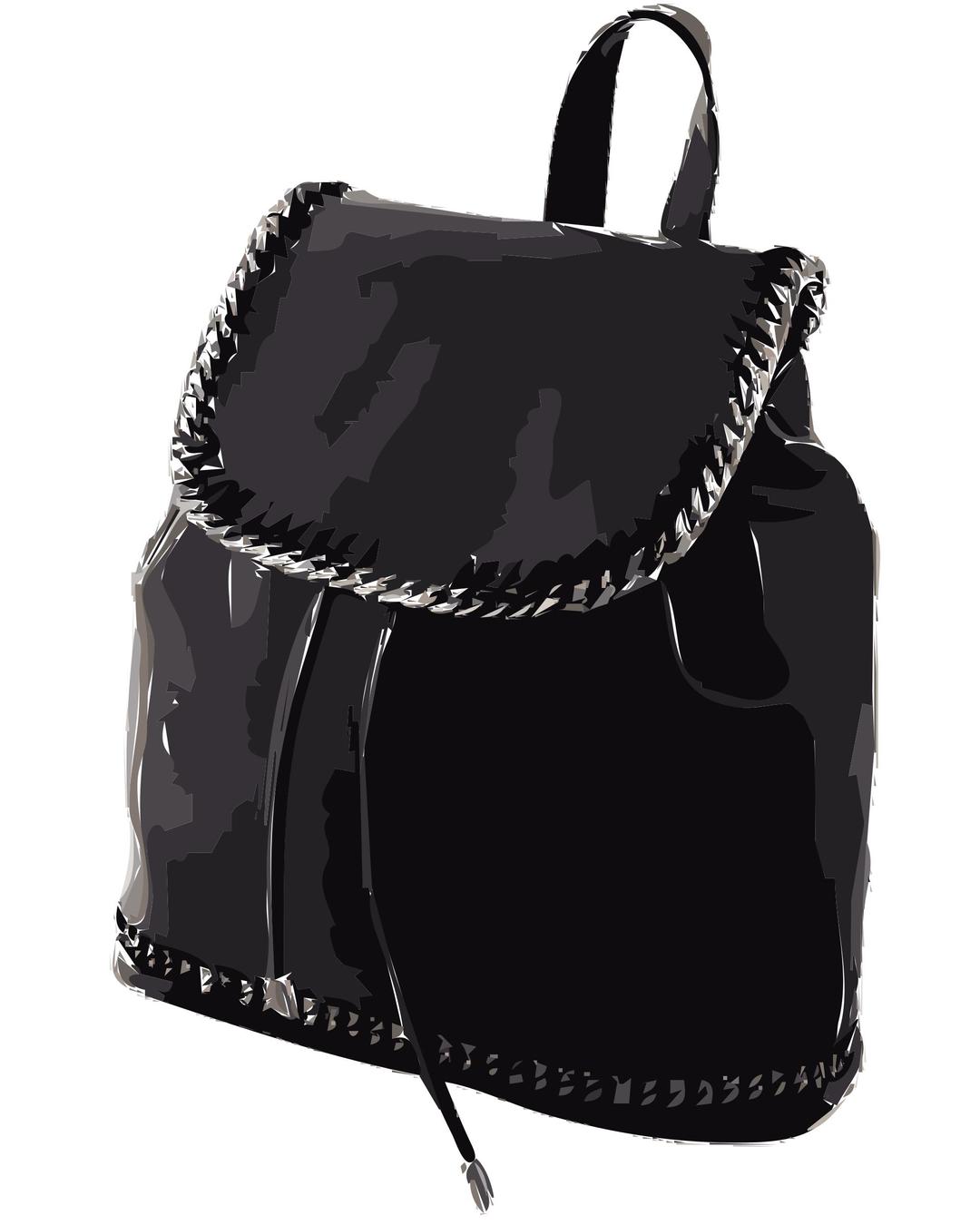 Black Leather Backpack without logo png transparent
