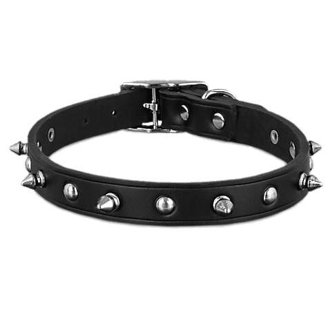 Black Leather Spike Dog Collar png transparent