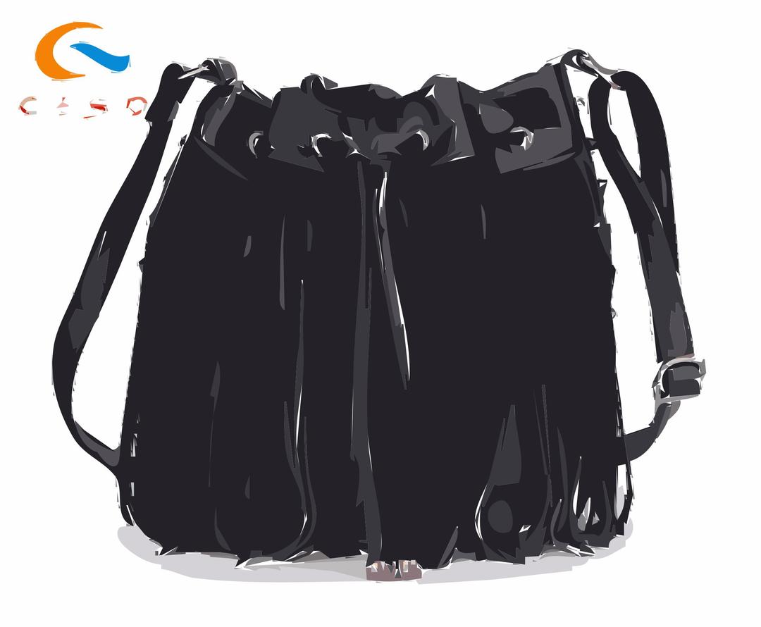 Black Tassled Leather Bag with Logo png transparent