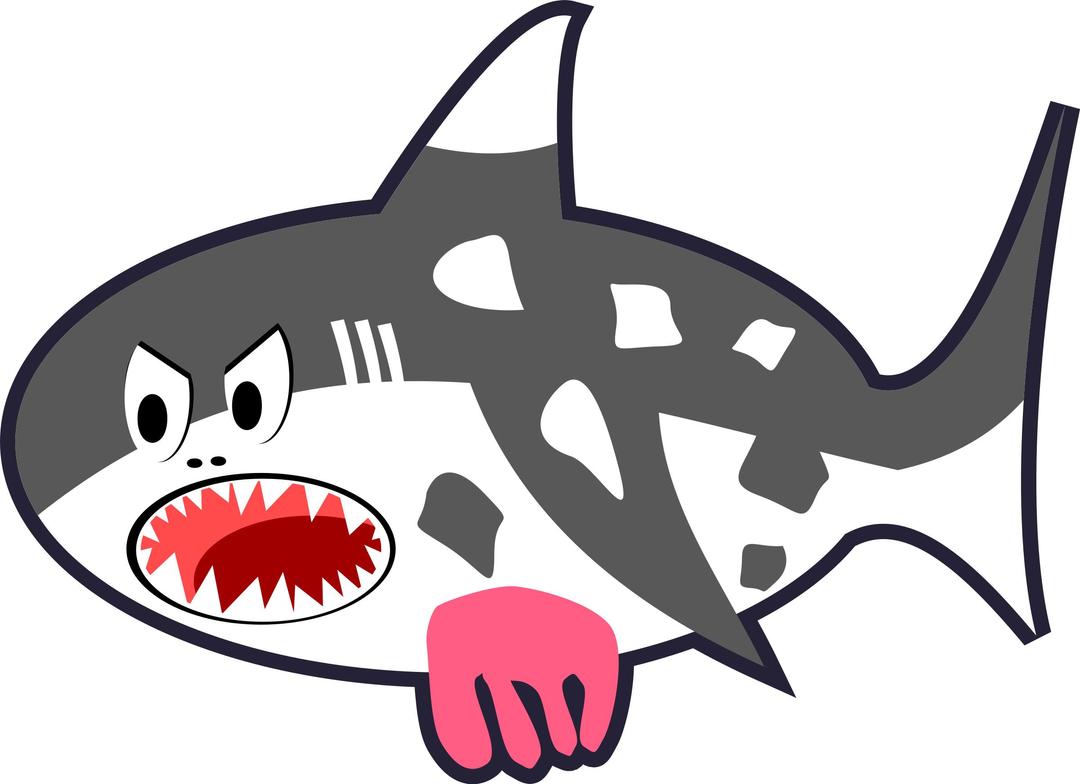 Black, White & Red Cartoon Shark Cow png transparent