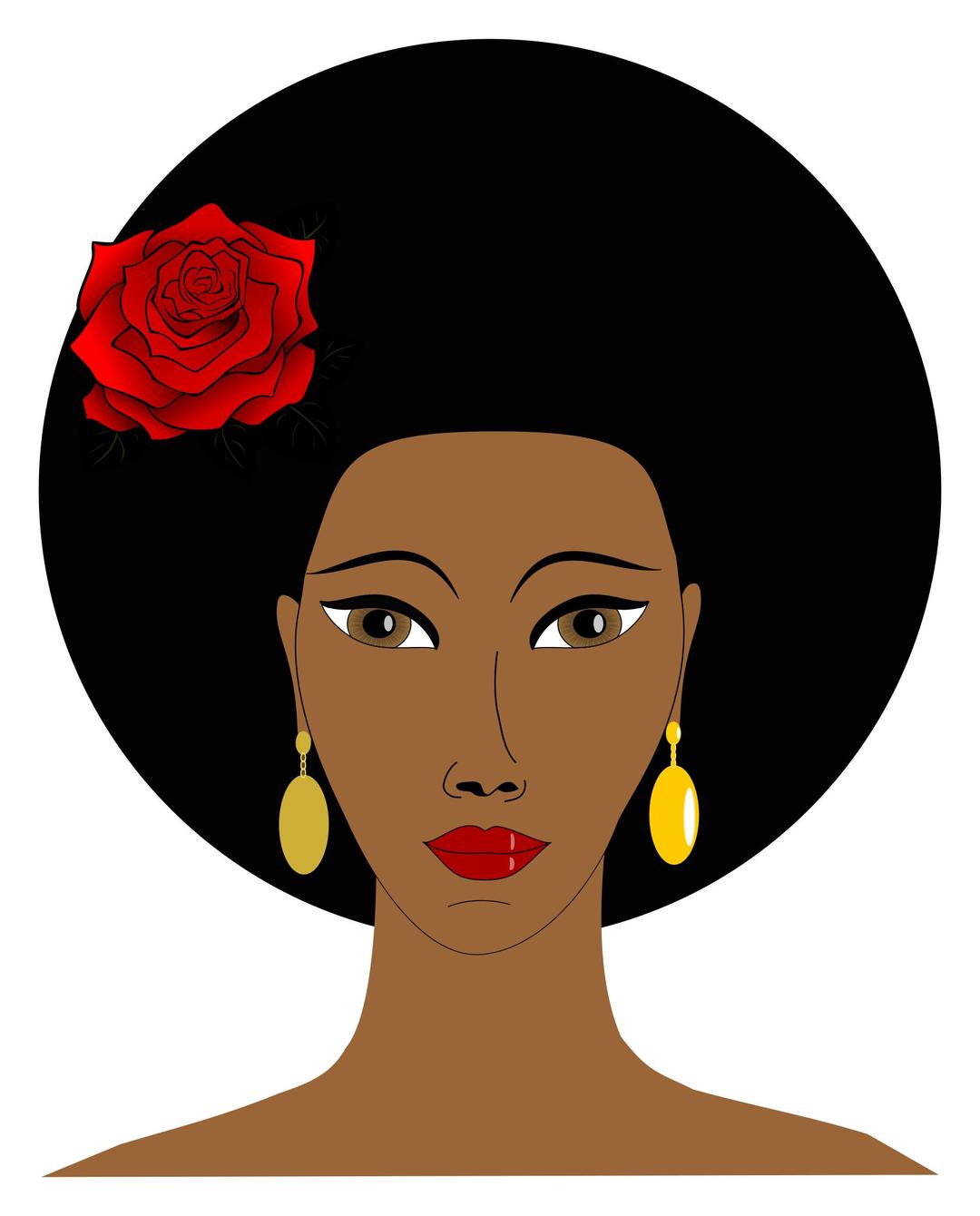 Black woman with a rose png transparent