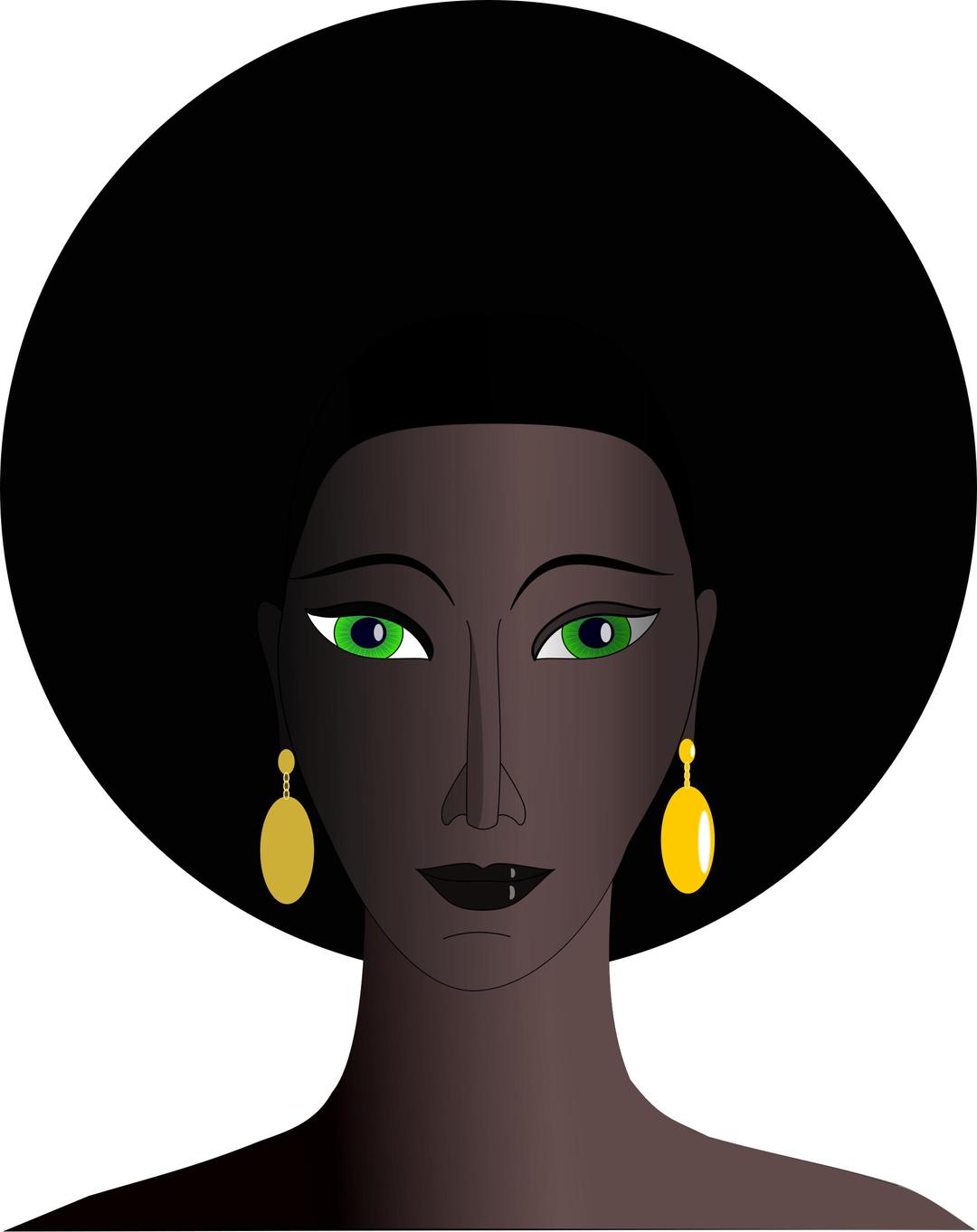 black woman with green eyes png transparent