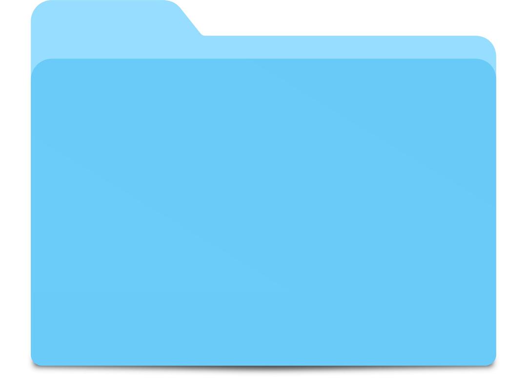 Blank, flat blue folder without solid lines or shadow png transparent