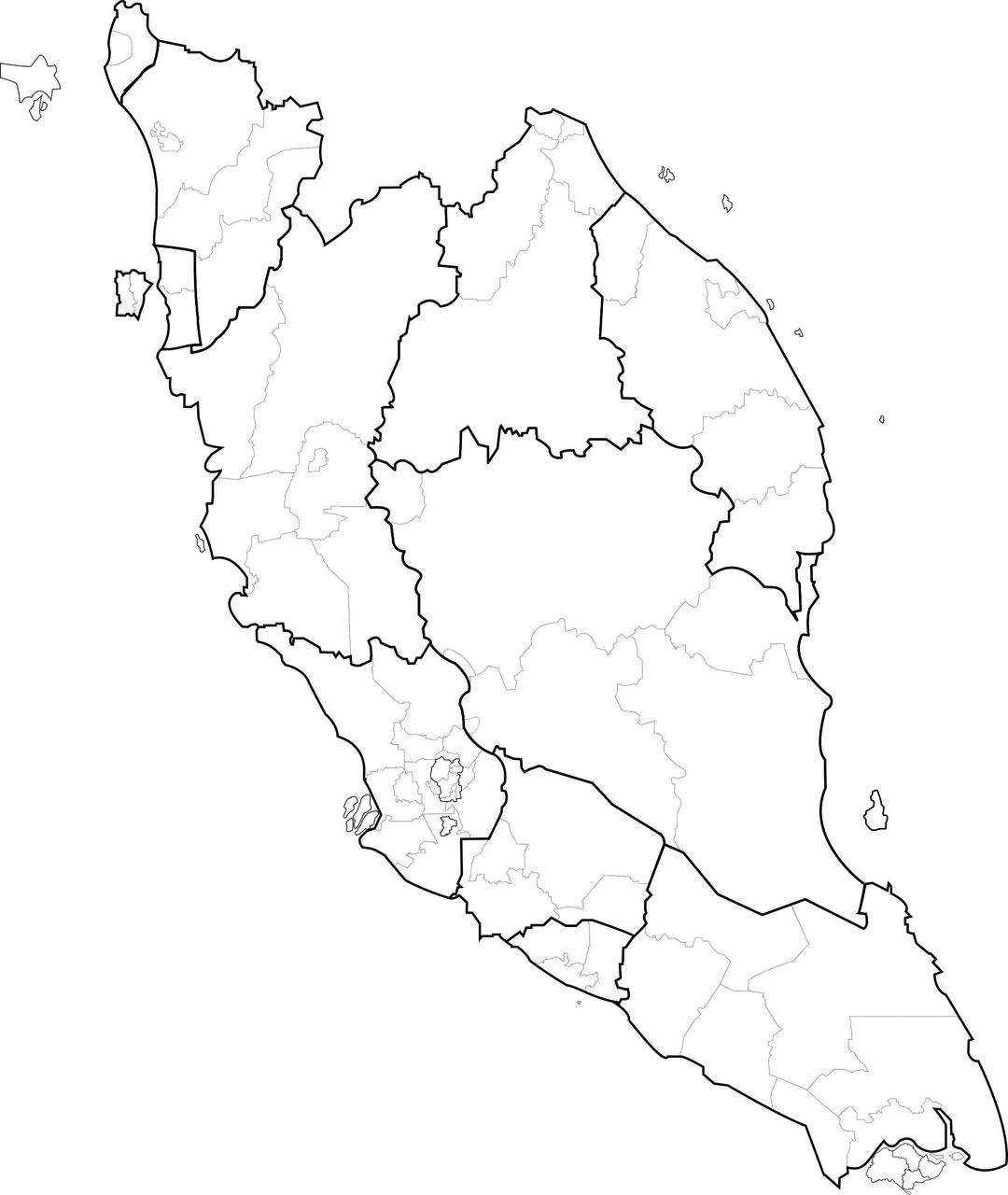 Blank map of Peninsular Malaysia png transparent