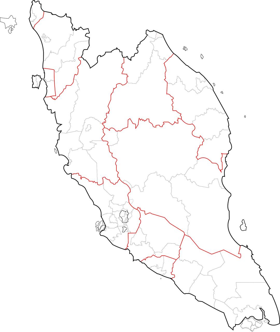 Blank map of Peninsular Malaysia (fixed and updated) png transparent