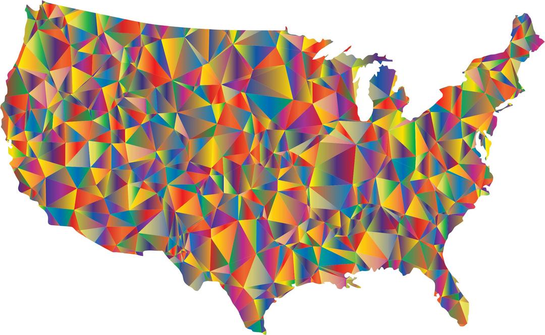 Blended Colorful Low Poly America USA Map png transparent