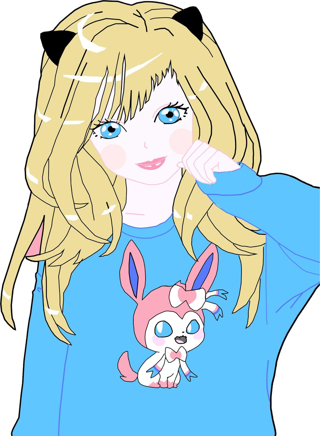 Blonde Anime Cat Girl png transparent