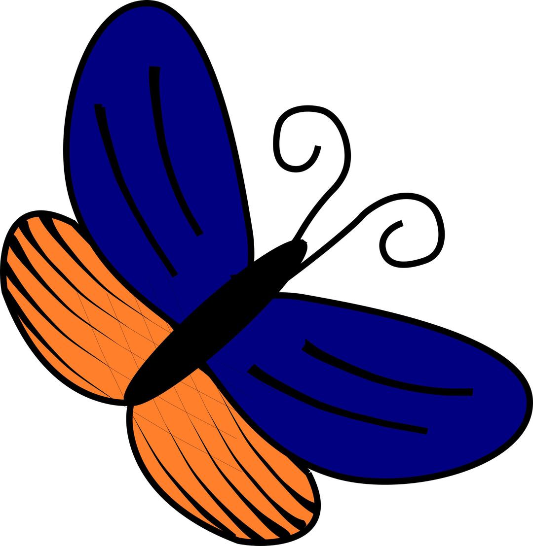Blue and orange butterfly png transparent