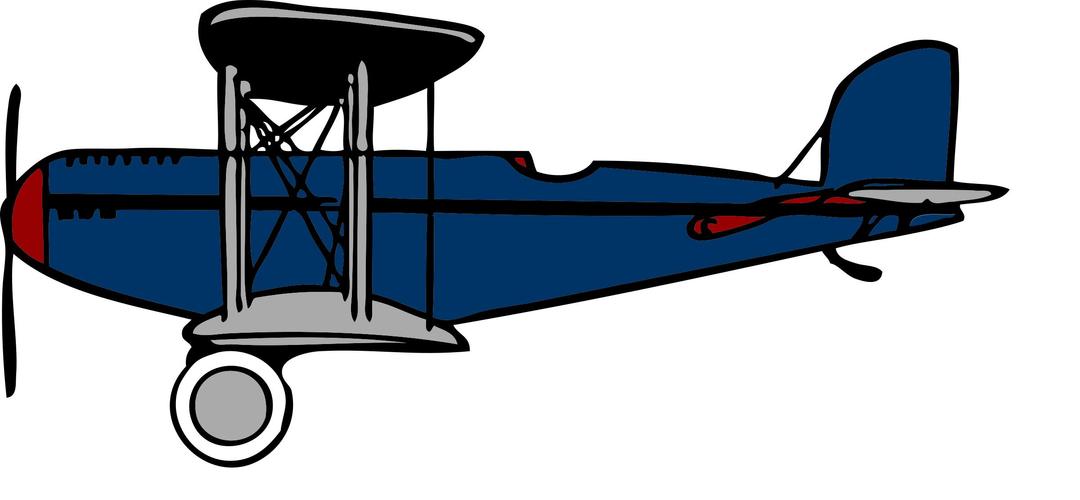 Blue biplane with red wings png transparent
