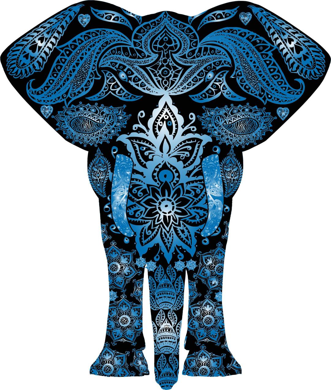 Blue Floral Pattern Elephant png transparent