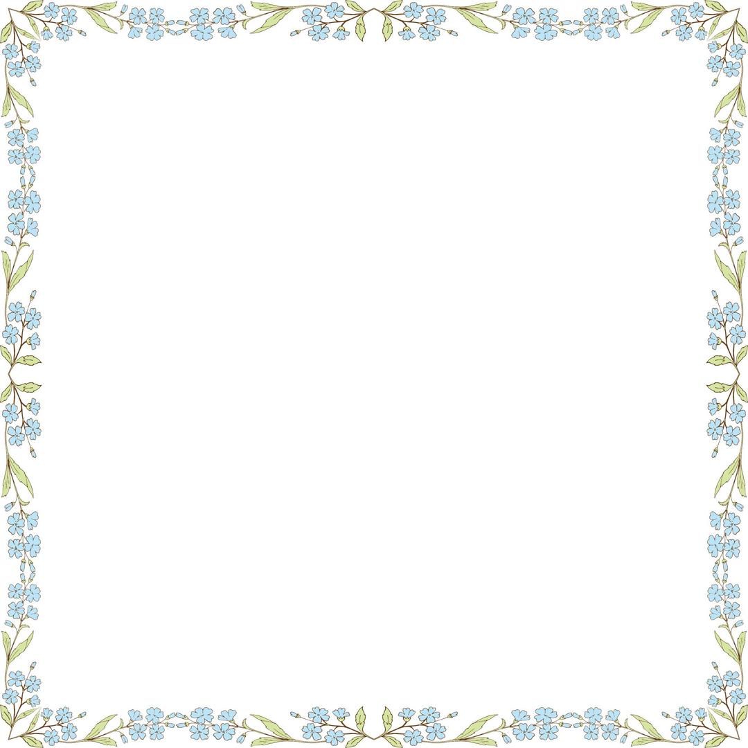 Blue Flowers Frame 2 png transparent