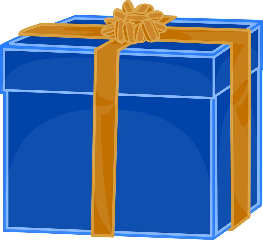 Blue gift with golden ribbon png transparent
