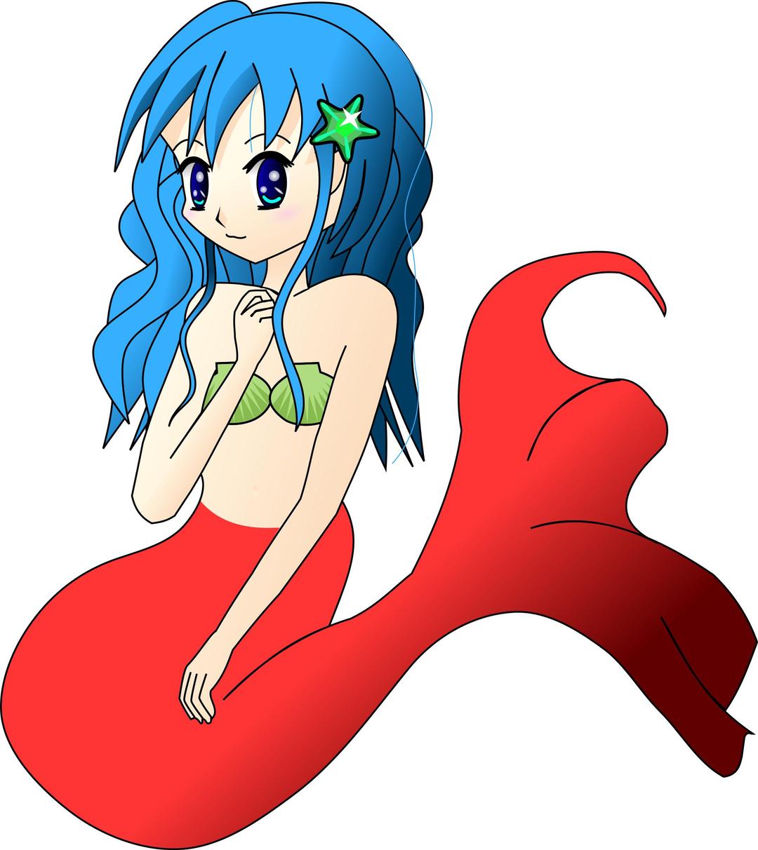 Blue hair mermaid png transparent
