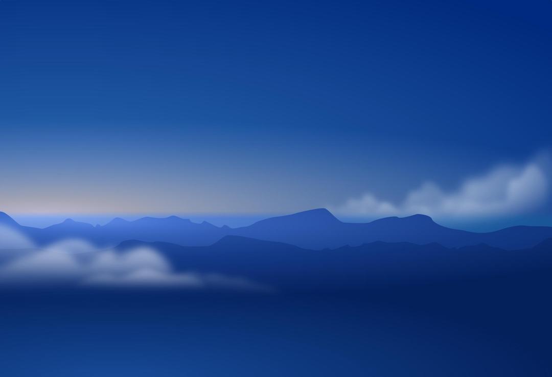 blue horizon silhouette + clouds png transparent