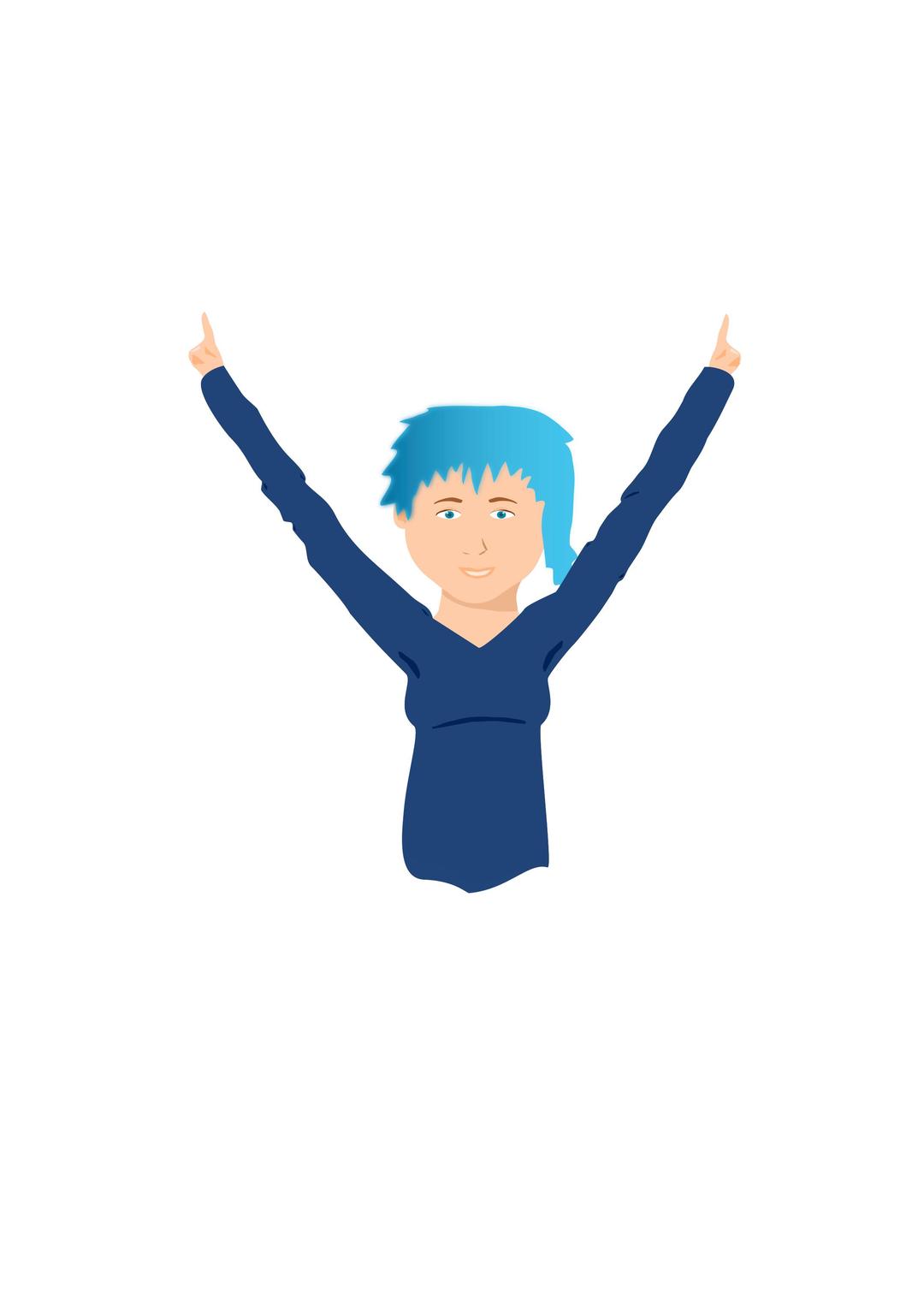 Blue-hair boy or girl happy png transparent