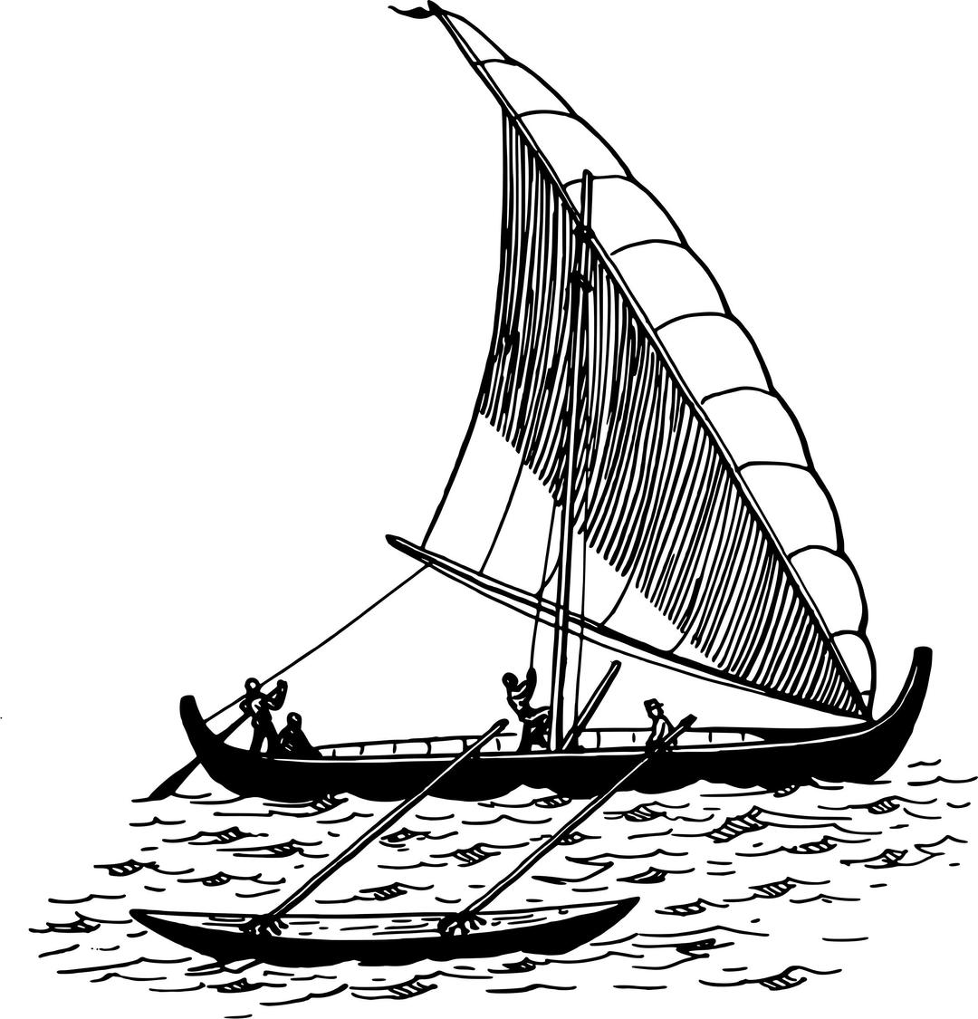 Boat with outrigger png transparent