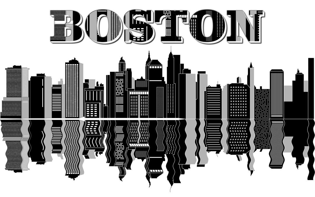 Boston Skyline Typography png transparent