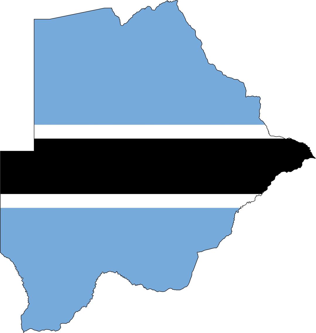 Botswana Flag Map With Stroke png transparent
