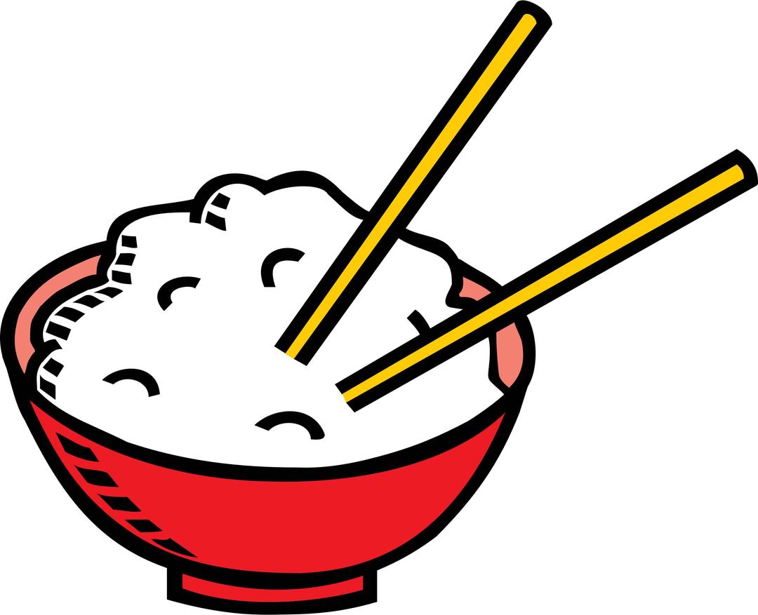 Bowl of rice and chopsticks png transparent