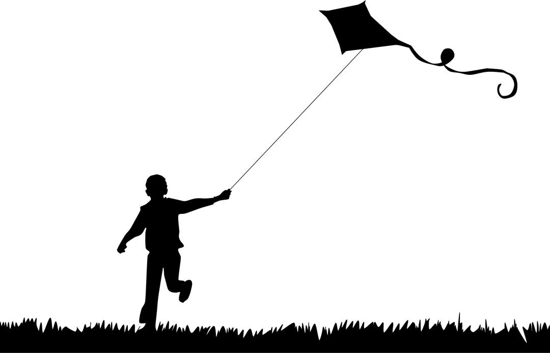 Boy Flying Kite Silhouette png transparent