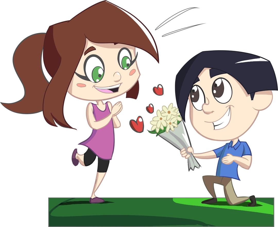 Boy Giving Flowers To Girl png transparent