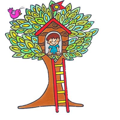 Boy In Colourful Treehouse png transparent