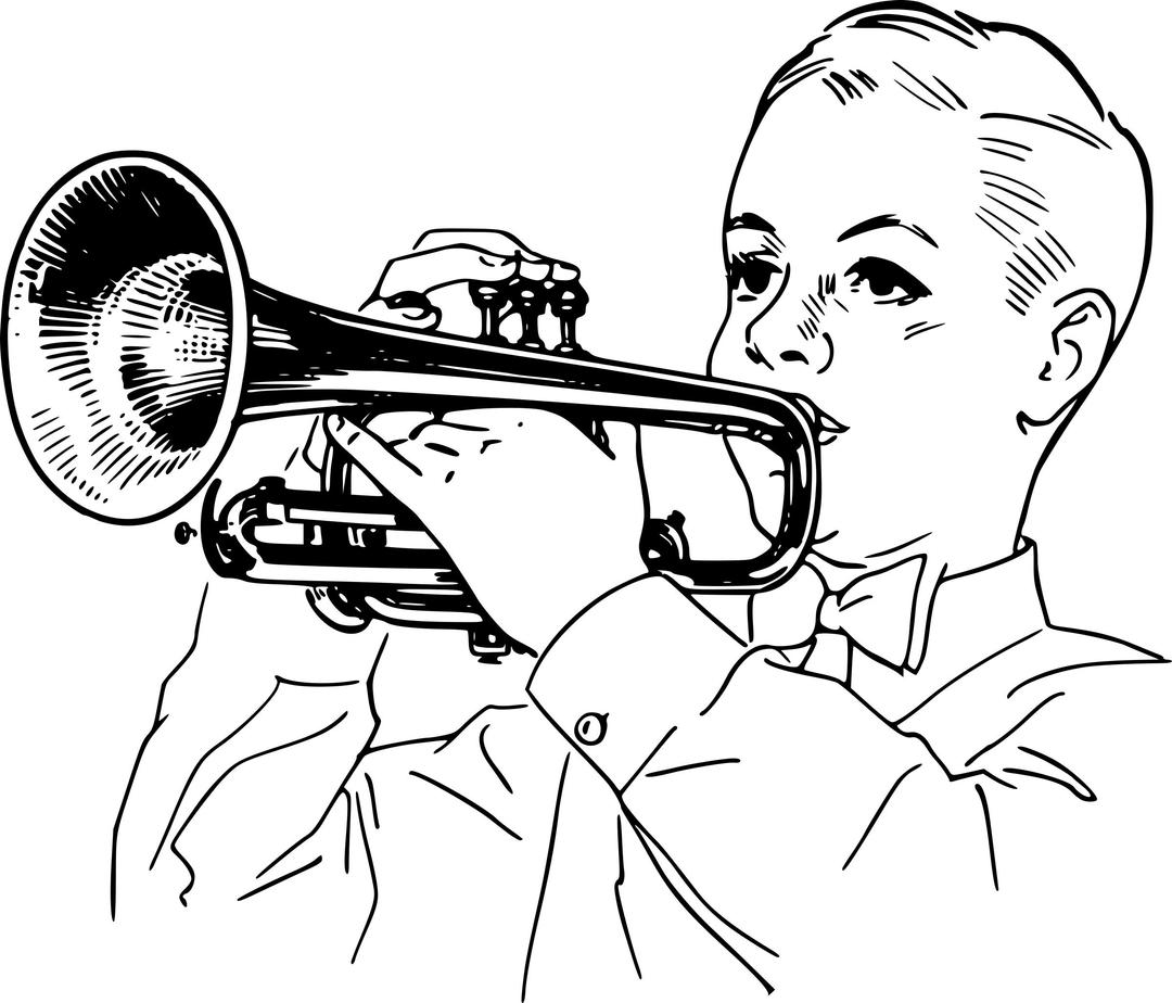 Boy playing cornet png transparent