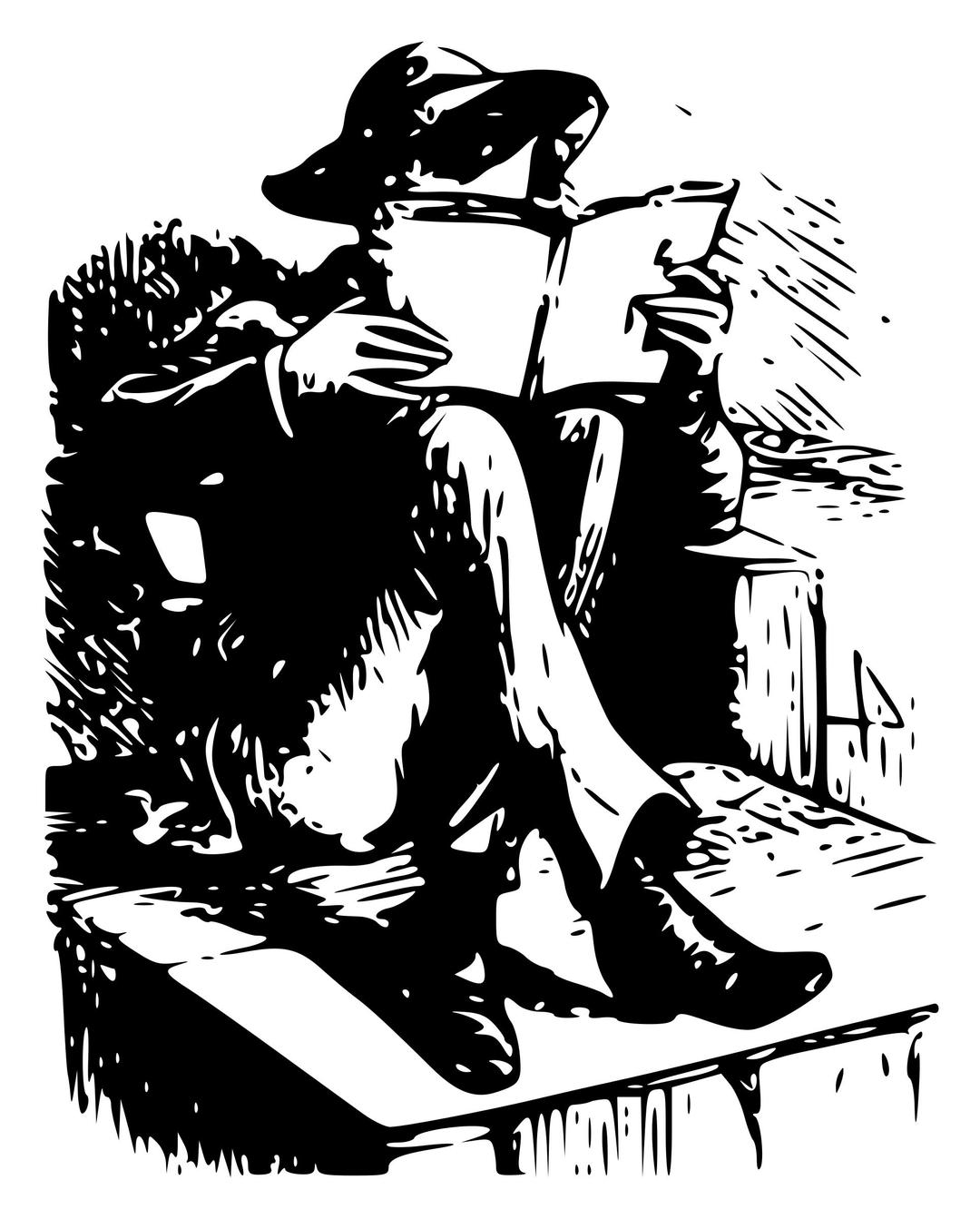 Boy reading a book png transparent
