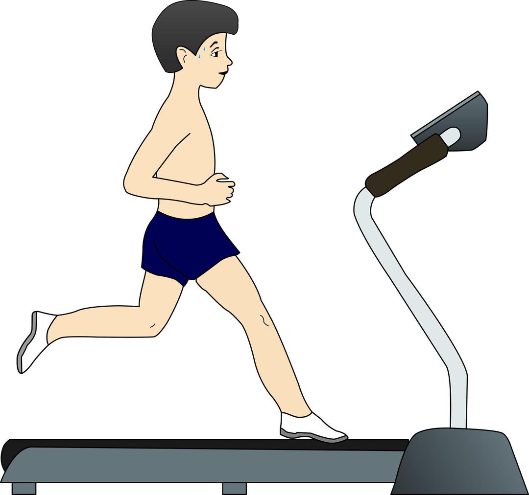 Boy running on treadmill png transparent