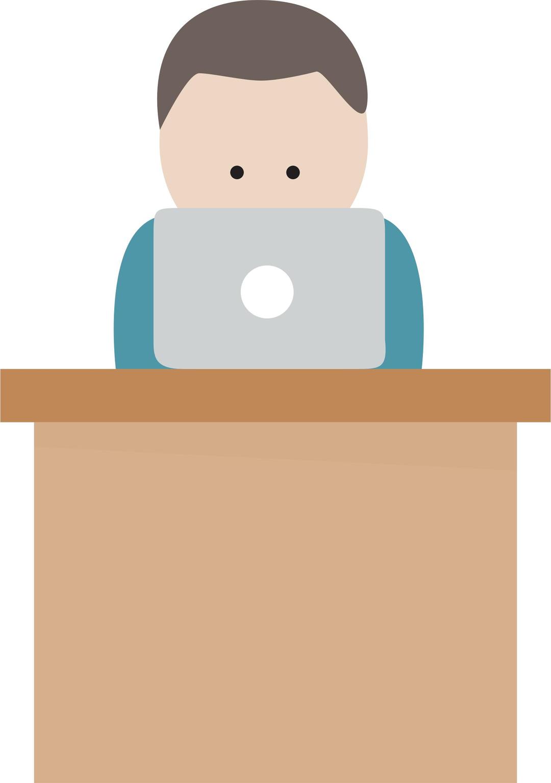 Boy With Computer At Desk png transparent