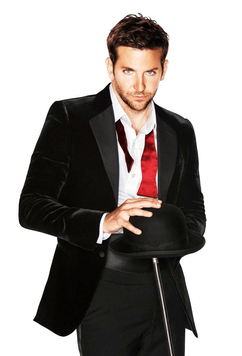 Bradley Cooper Tuxedo and Bowler Hat png transparent