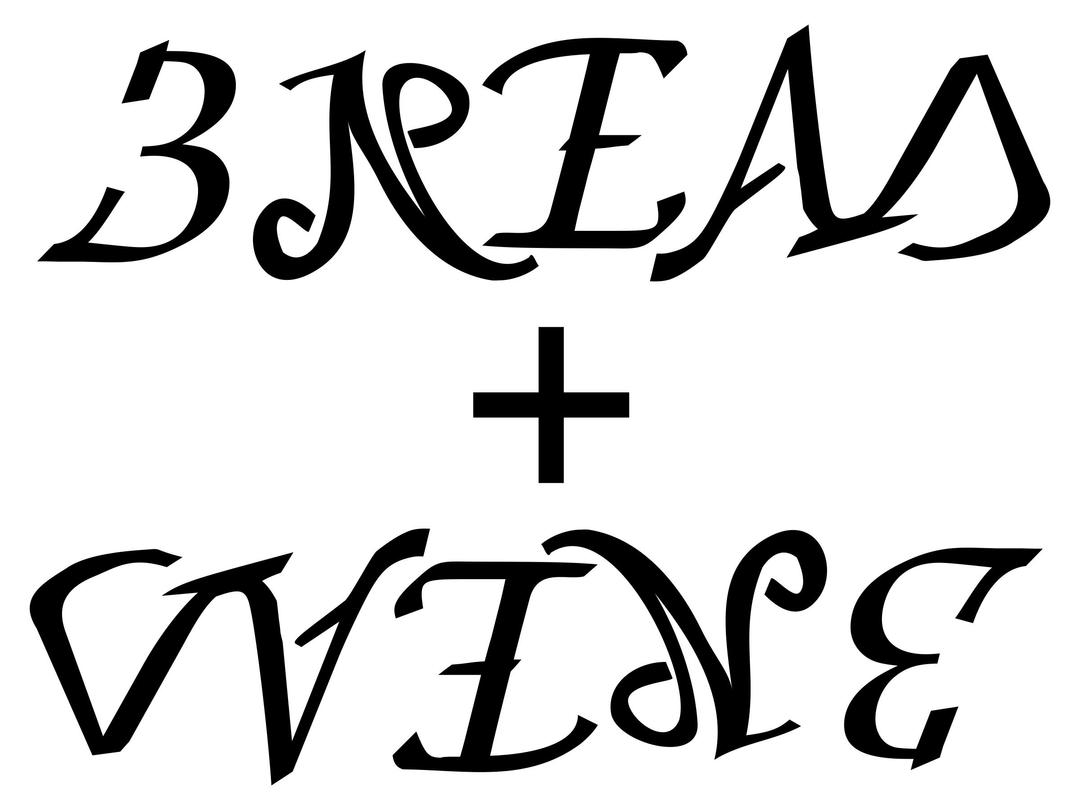 bread and wine ambigram (upper case) png transparent