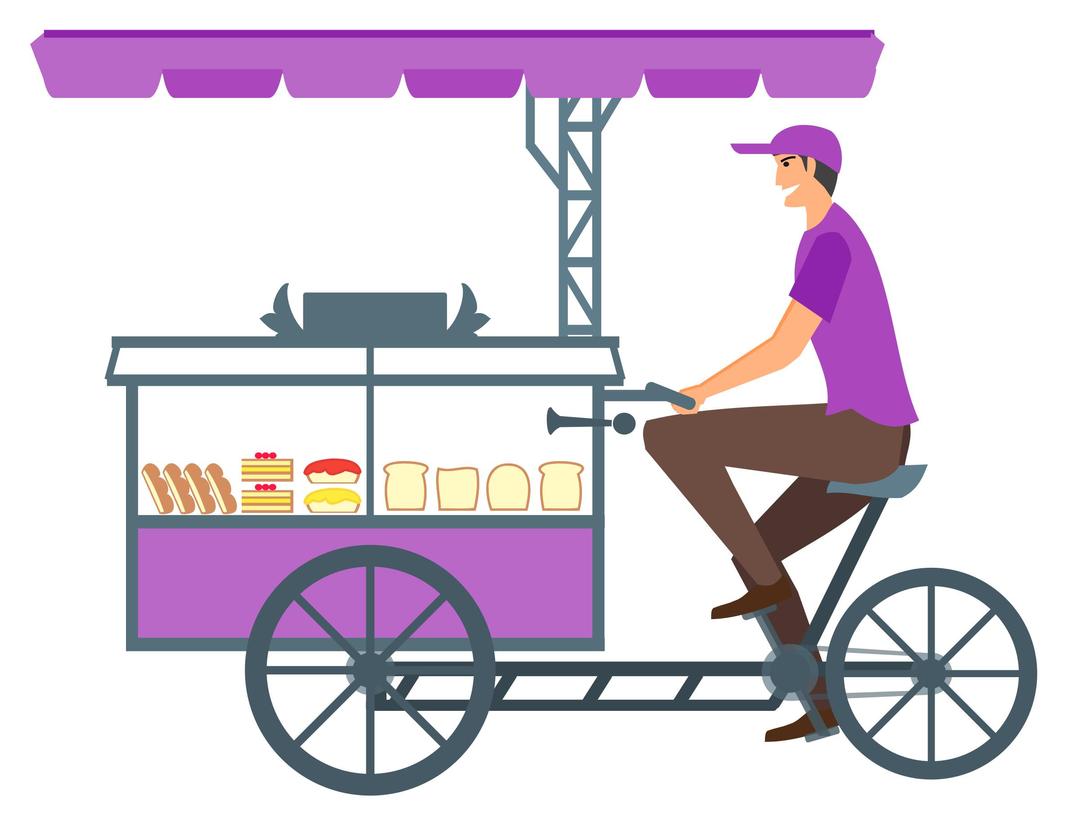 Bread Seller with Advanced Cycle cart png transparent