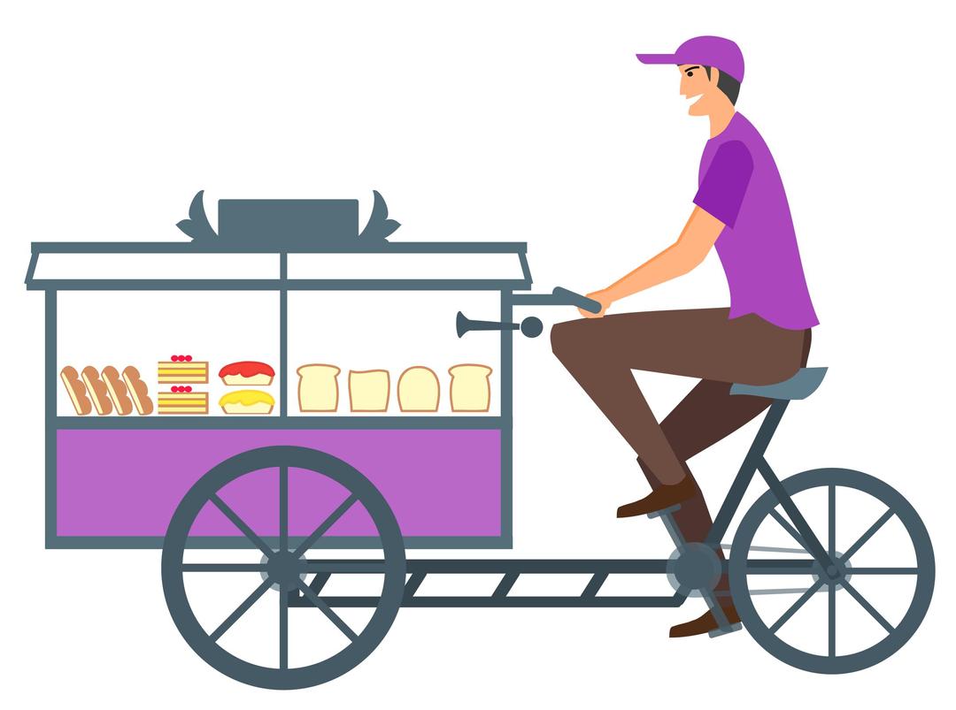 Bread Seller with Cycle Cart png transparent