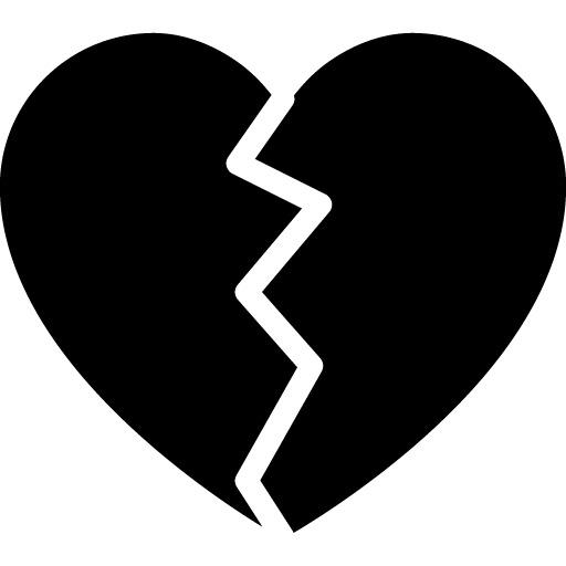 Broken Heart Black and White png transparent