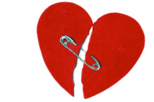 Broken Heart With Safety Pin png transparent