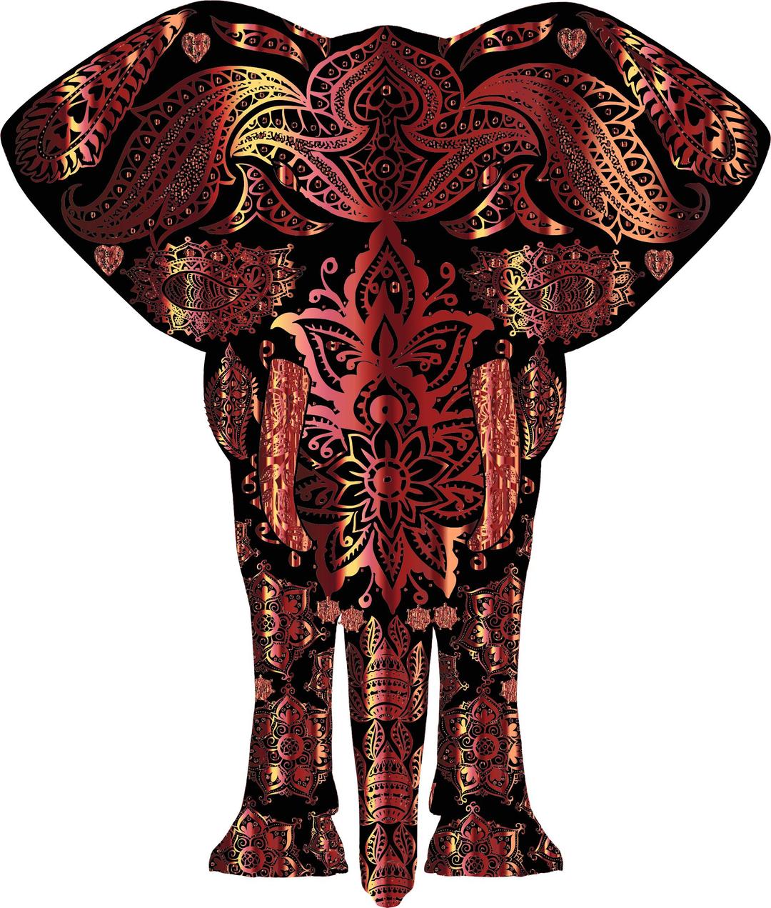 Bronze Floral Pattern Elephant png transparent