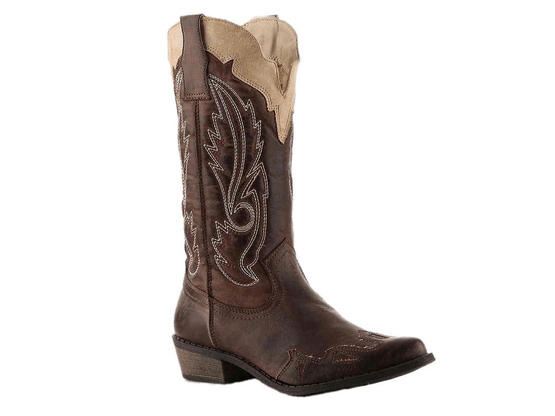 Brown Embroidered Women's Cowboy Boot png transparent