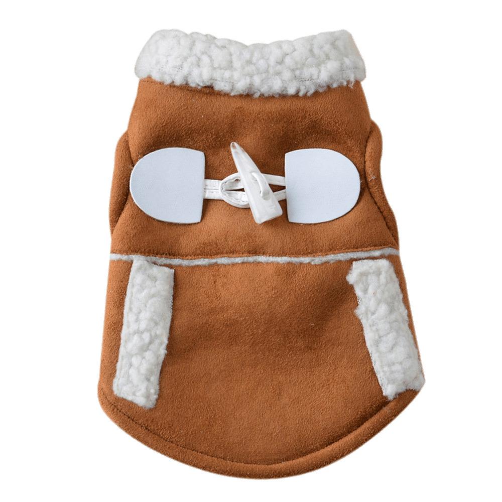 Brown Leather Dog Jacket With White Collar png transparent