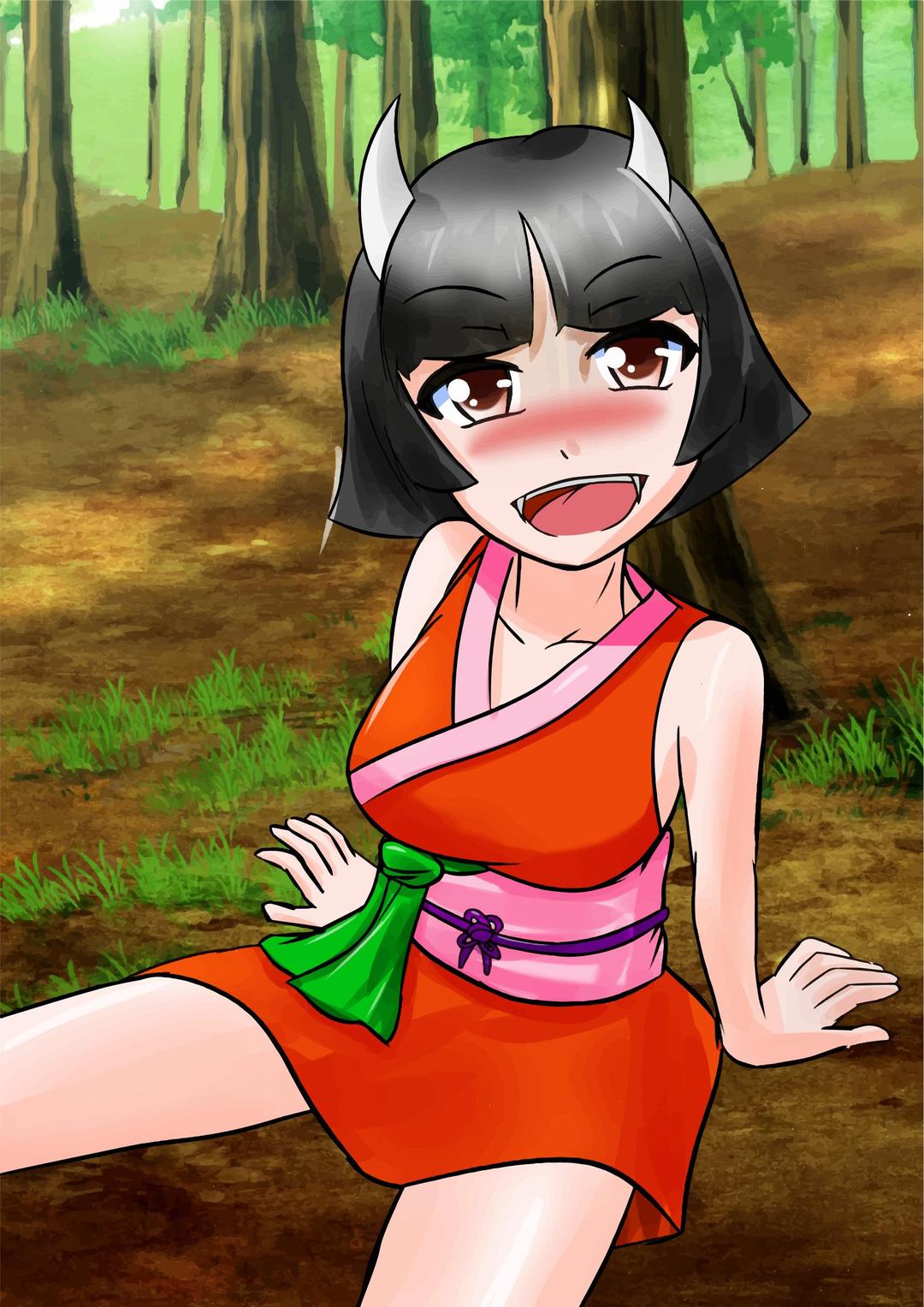 Brunette Anime Girl In The Forest Fuwadera Shinkuro png transparent