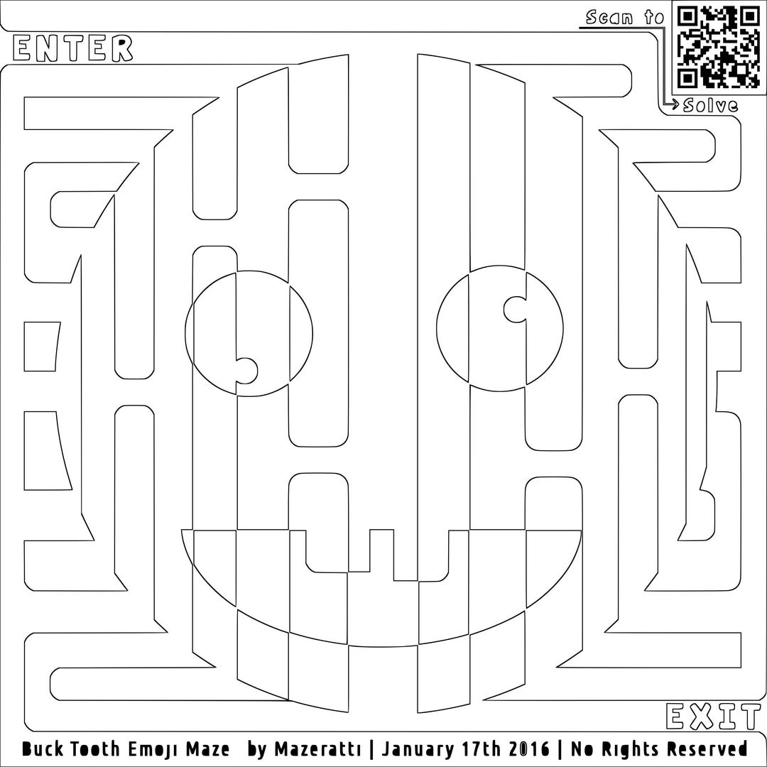 Buck Toothed Emoji Maze Coloring For Grown Ups png transparent