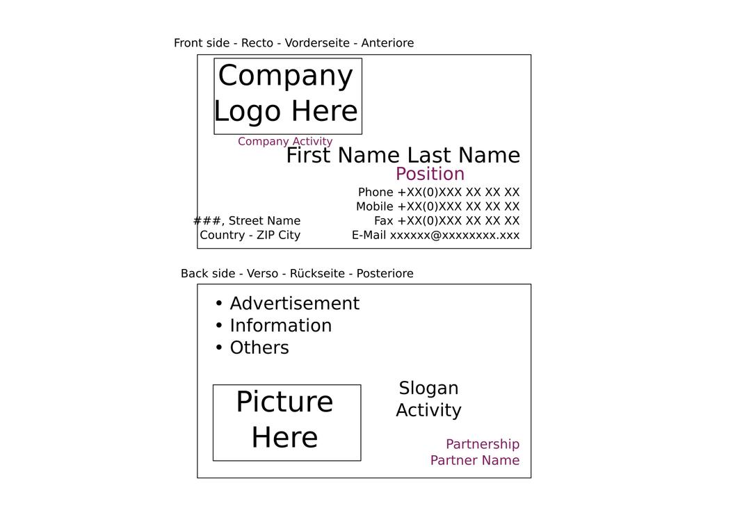 Business card front and back side png transparent