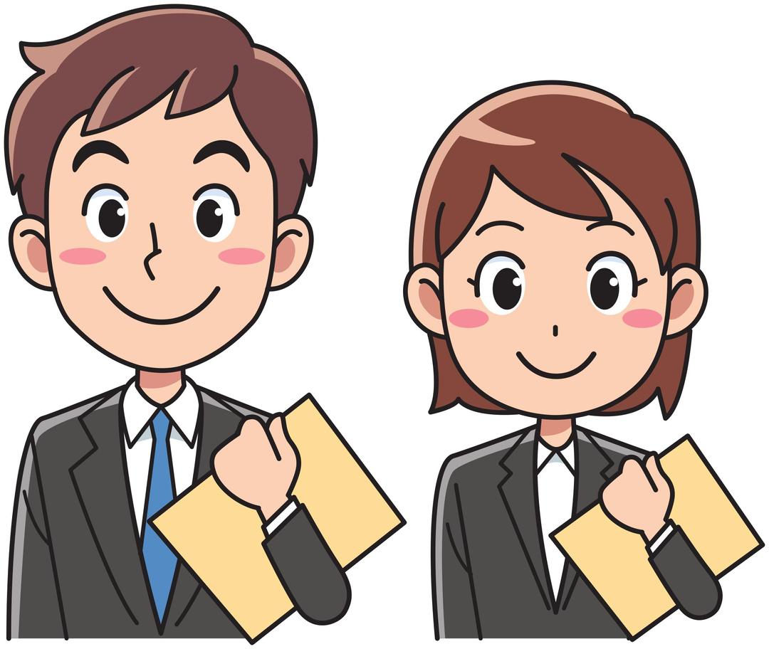 Business man and woman with documents png transparent