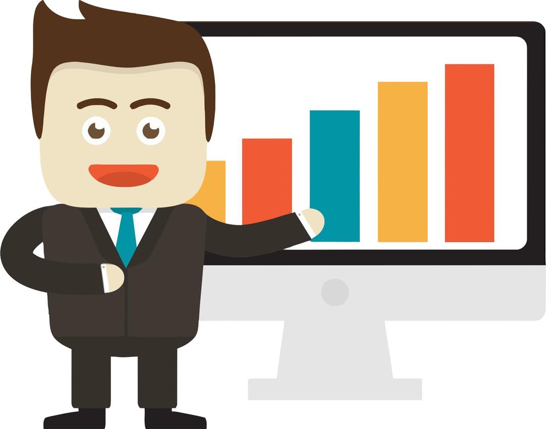 Businessman Pointing To Graph On Monitor png transparent