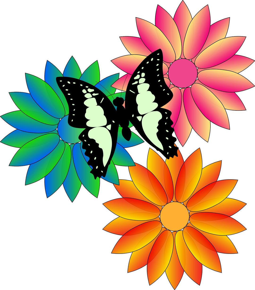 butterfly and flowers png transparent