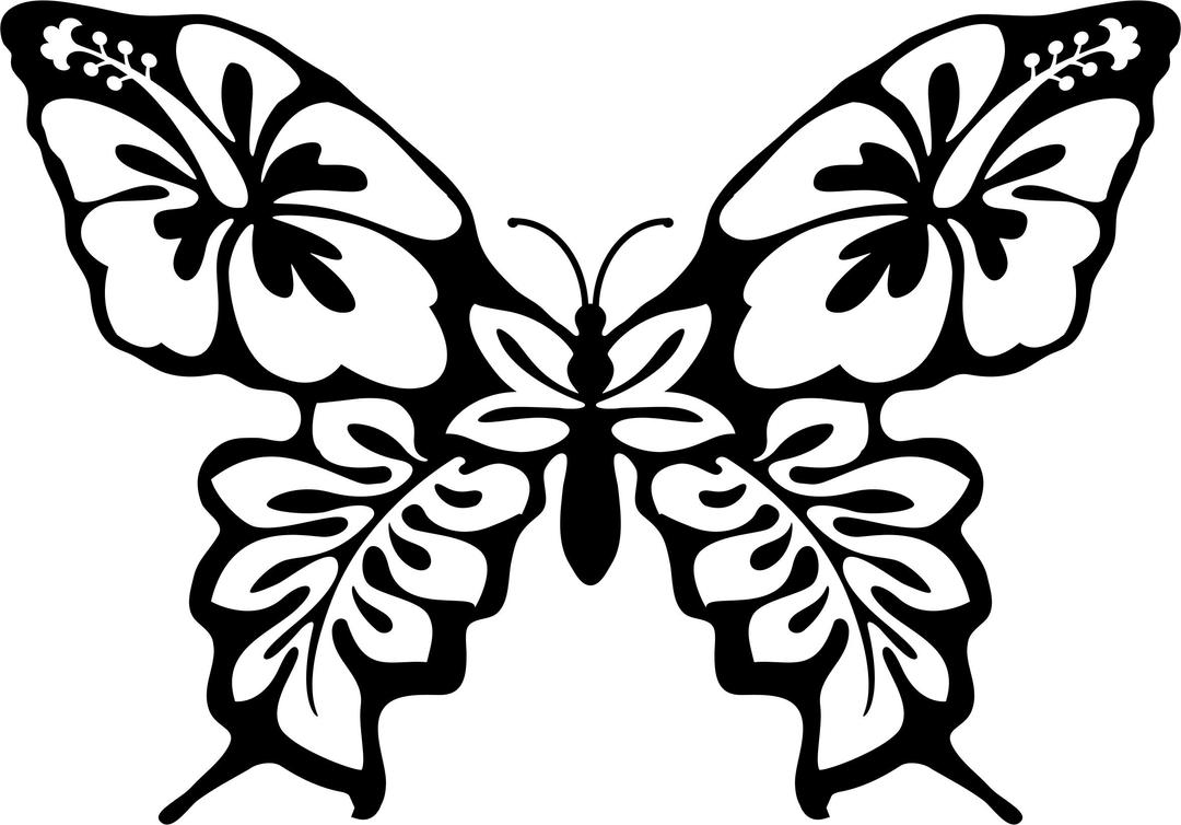 Butterfly Flower Line Art png transparent