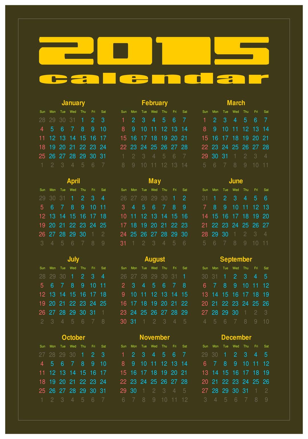 Calendar 2015 png transparent