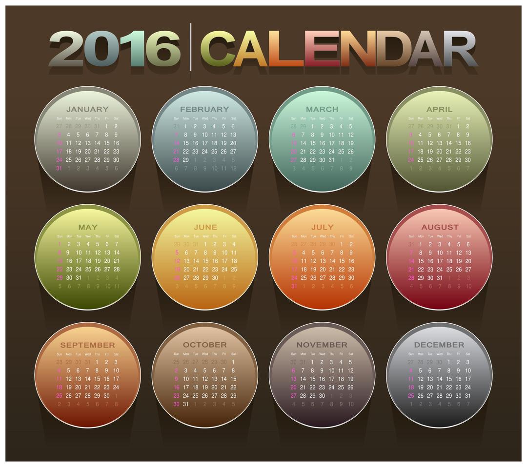 Calendar 2016 png transparent